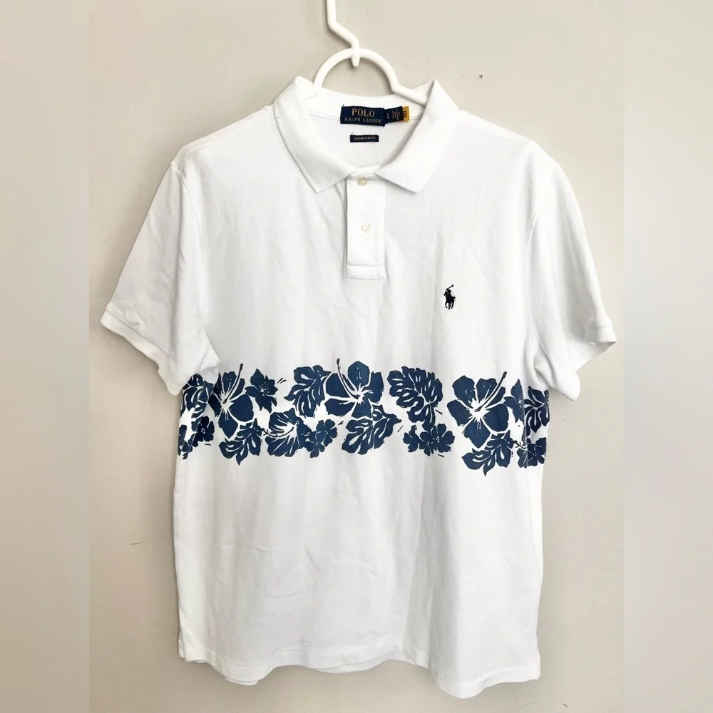 Polo Ralph Lauren Custom Slim Fit Mesh Polo Shirt Floral Size Large